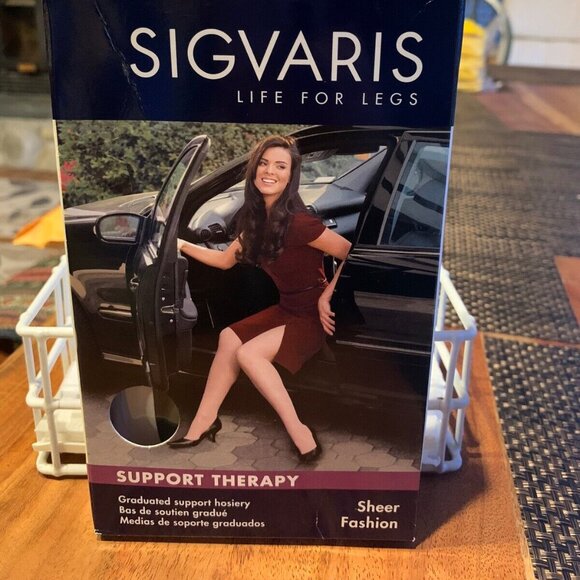 Sigvaris black compression support "thigh hi" pantyhose 15-20mmHg size A 120na99 - Picture 2 of 4